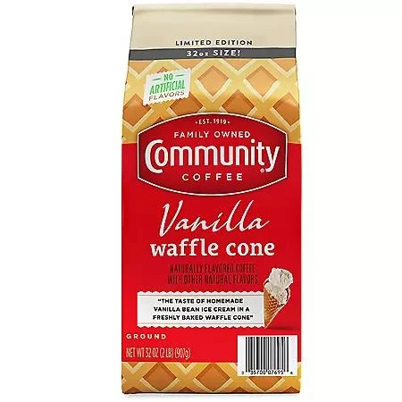 商品Community Coffee|Community Coffee Ground Coffee, Vanilla Waffle Cone (32 oz.),价格¥88,第1张图片