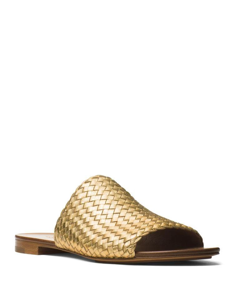 商品Michael Kors|Byrne Metallic Leather Woven Slide Sandals,价格¥1773,第1张图片