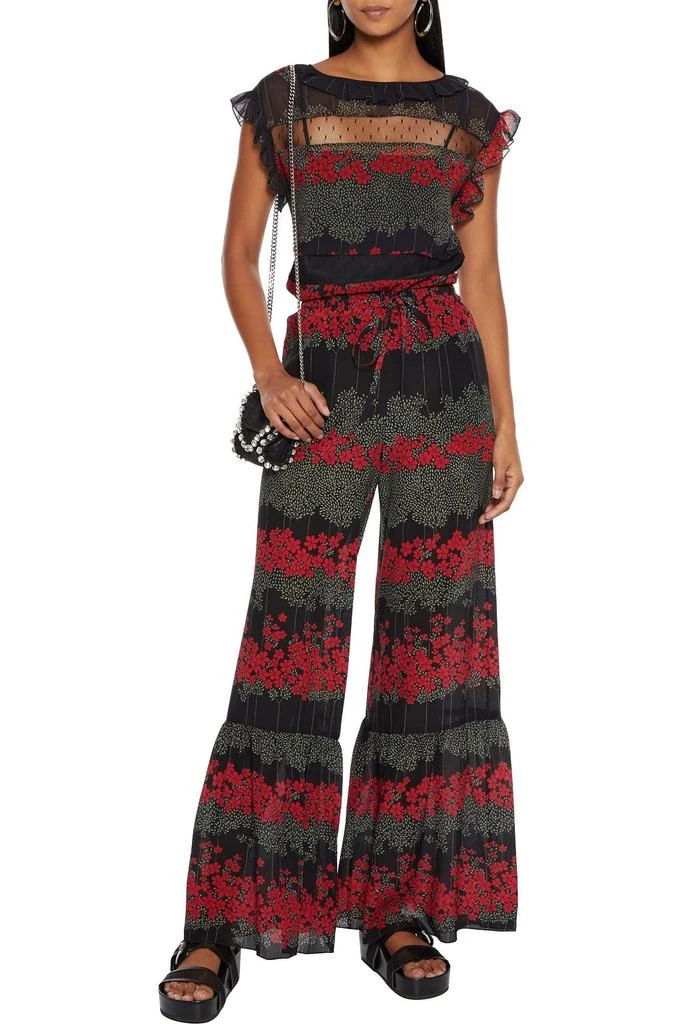 商品RED Valentino|Floral-print silk-georgette flared pants,价格¥2328,第4张图片详细描述