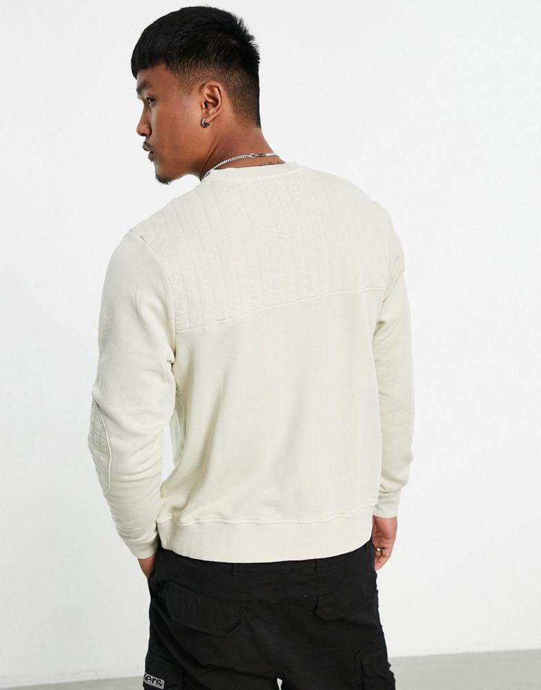 商品Fila|Fila striped sweatshirt with elbow pads in oatmeal,价格¥558,第5张图片详细描述
