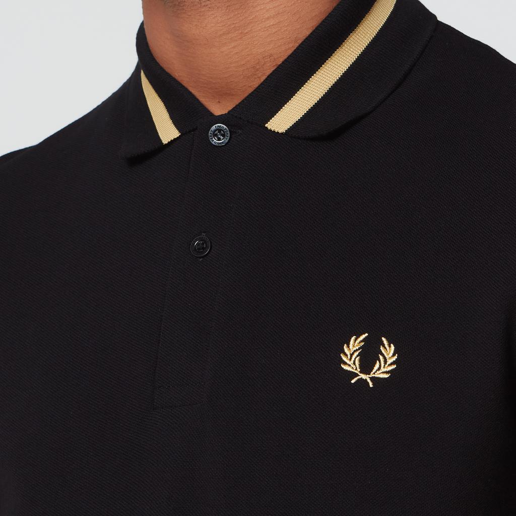 Fred Perry Men's Made In England Single Tipped Polo Shirt - Black/Champagne商品第4张图片规格展示