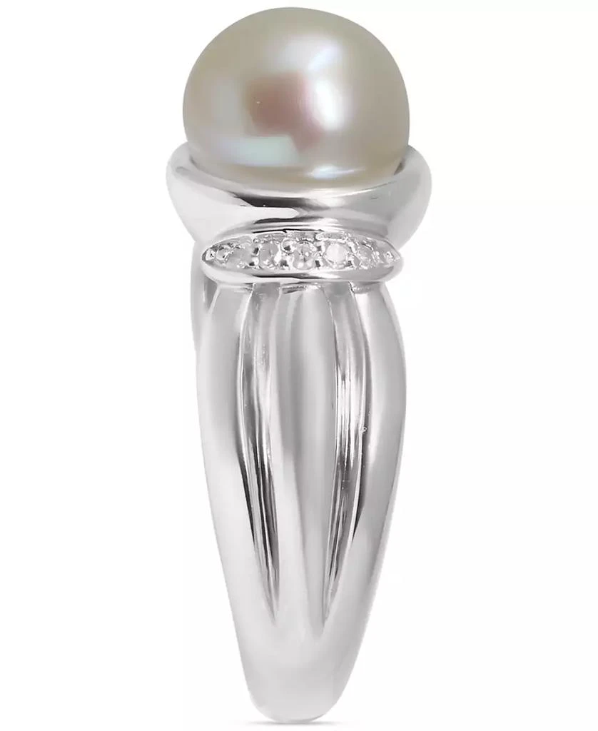 商品Macy's|Cultured Freshwater Pearl (9-1/2mm) & Diamond (1/20 ct. t.w.) Ring in Sterling Silver,价格¥861,第2张图片详细描述