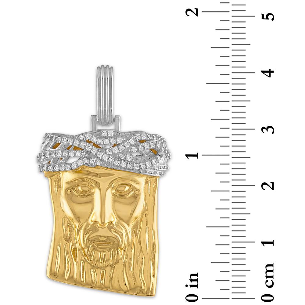 Cubic Zirconia Jesus Portrait Pendant in Sterling Silver & 14k Gold-Plate, Created for Macy's商品第3张图片规格展示