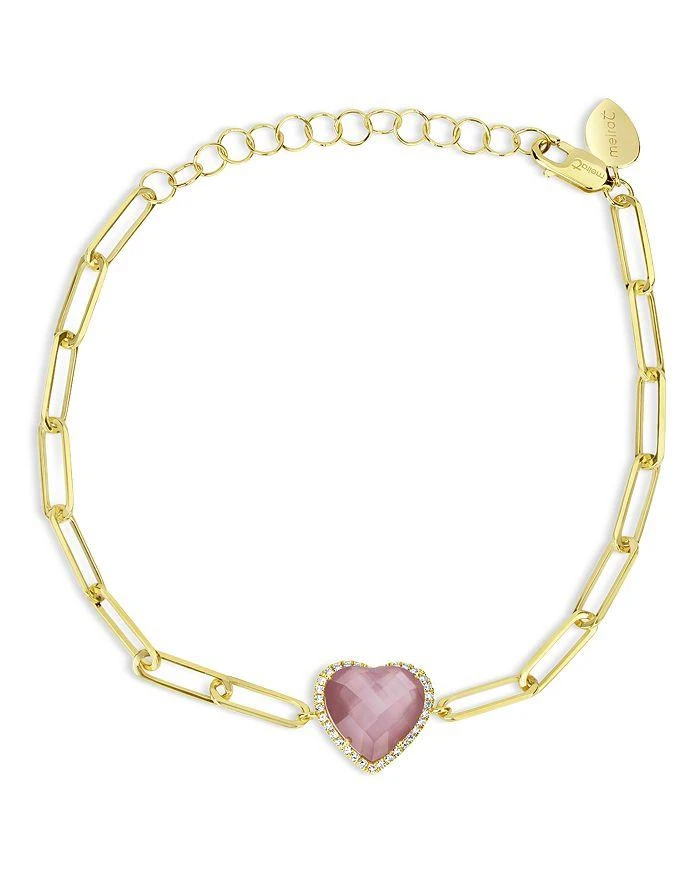 商品Meira T|14K Yellow Gold Pink Amethyst Heart Paperclip Chain Bracelet,价格¥7404,第1张图片