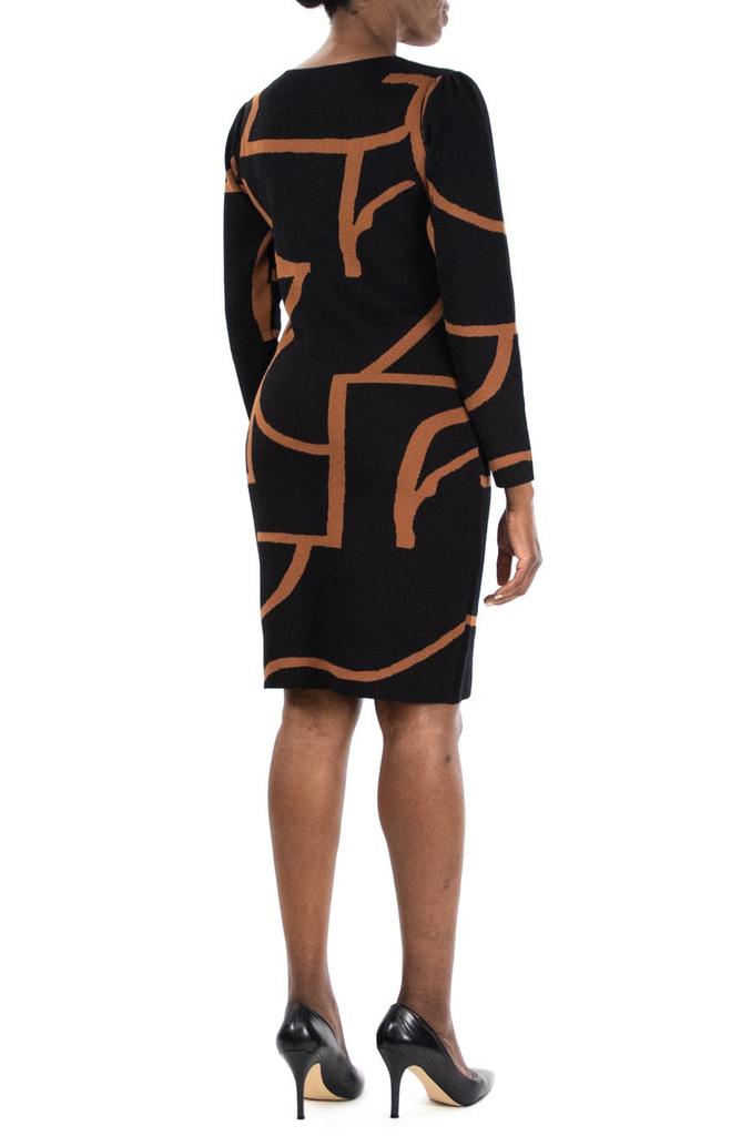 Geometric Print Long Sleeve Dress商品第2张图片规格展示