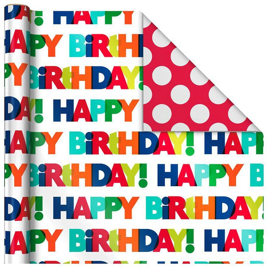 商品Hallmark|Reversible Birthday Wrapping Paper Bundle,价格¥112,第2张图片详细描述