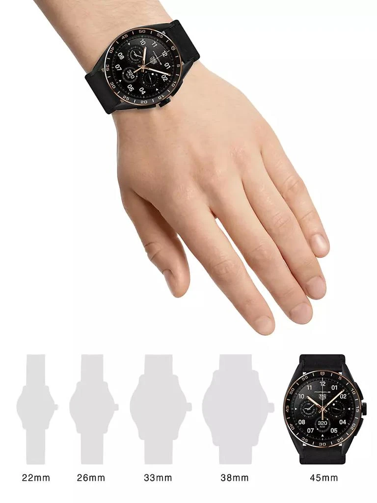 商品TAG Heuer|Connected Calibre E4 Bright Black Edition Titanium, Leather &amp; Rubber Smartwatch/45MM,价格¥22871,第2张图片详细描述