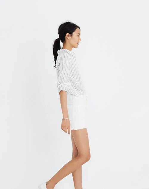 商品Madewell|High-Rise Denim Boyshorts in Tile White: Button-Through Edition,价格¥396,第2张图片详细描述