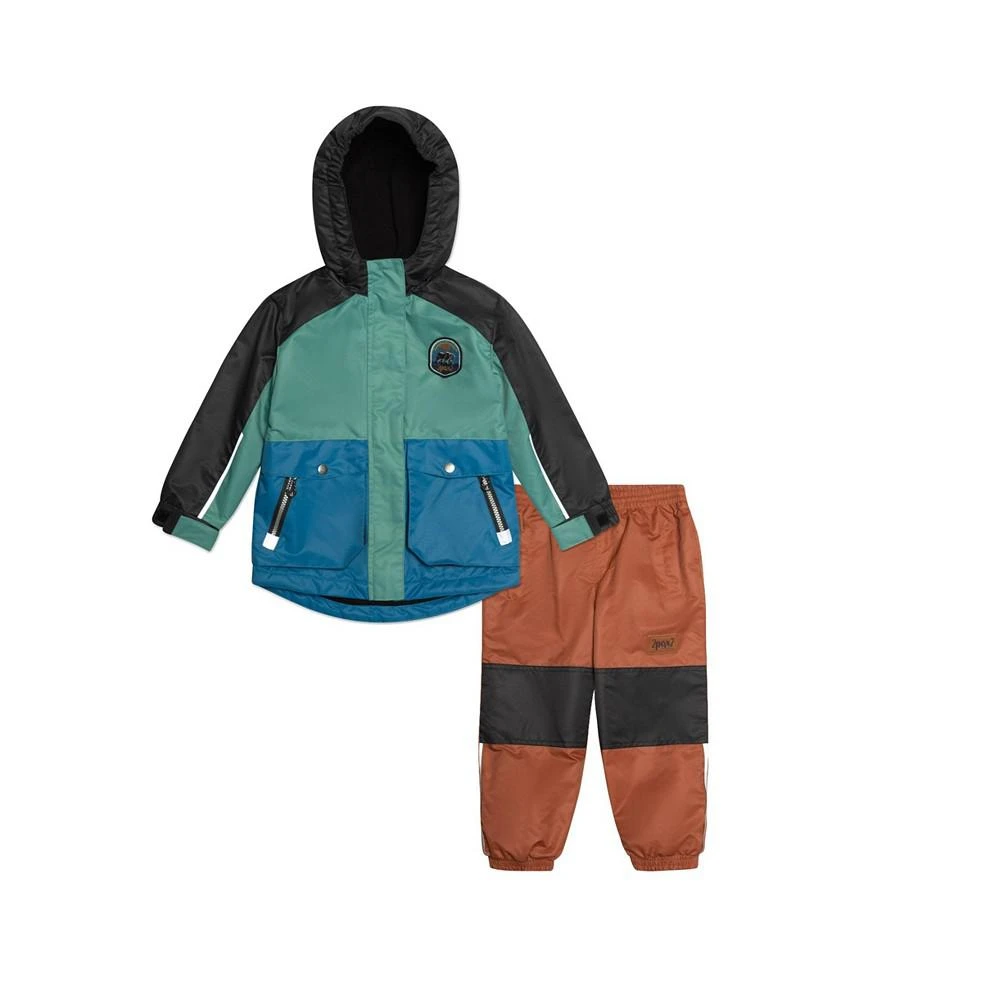 商品Deux par Deux|Boy Colorblocked Two Piece Spring Rain Set Green, Blue & Brown - Toddler|Child,价格¥391,第1张图片