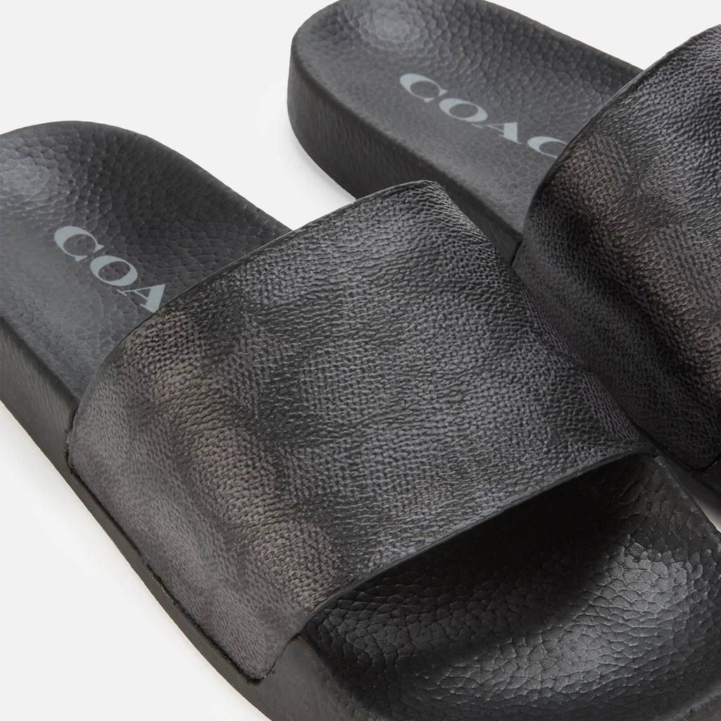 商品Coach|Coach Women's Udele Coated Canvas Slide Sandals - Charcoal/Black,价格¥708,第5张图片详细描述