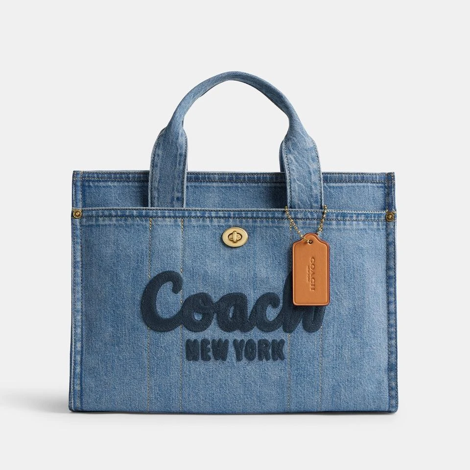 商品Coach|女式 牛仔布工装徽标刺绣 托特包 尺寸：13 1/2" (L) x 10" (H) x 6 1/4" (W),价格¥1884,第1张图片