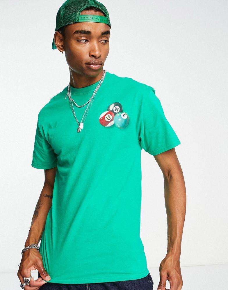 HUF t-shirt in green with billiard ball print商品第2张图片规格展示