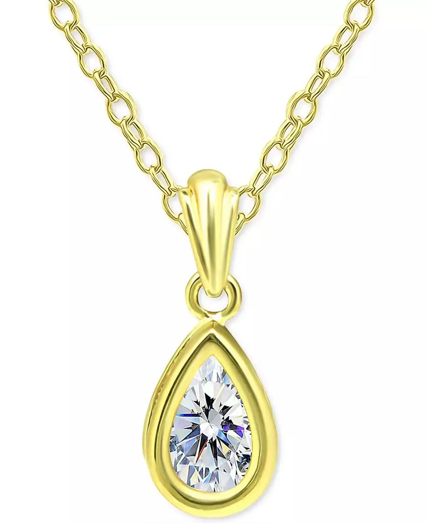 商品Giani Bernini|Cubic Zirconia Pear Bezel 18" Pendant Necklace in 18k Gold-Plated Sterling Silver, Created for Macy's,价格¥443,第1张图片