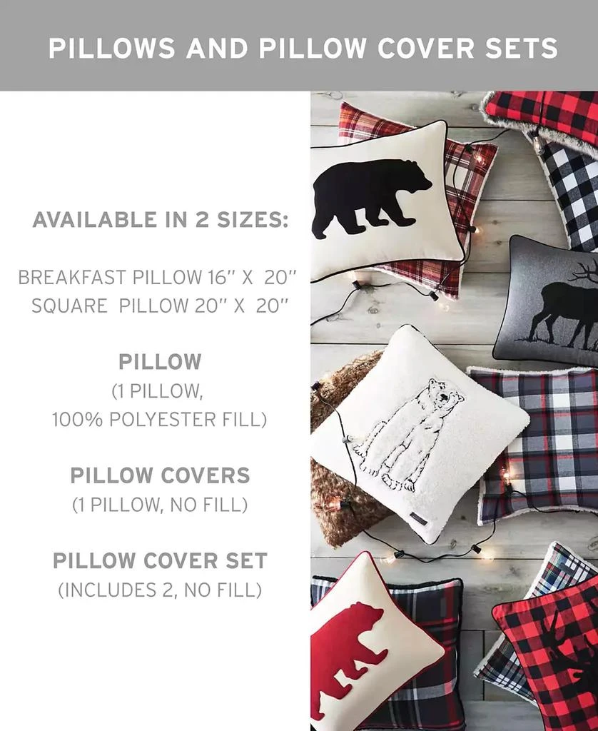 Bear Applique Grey Felt Decorative Pillow, 16" x 20" 商品