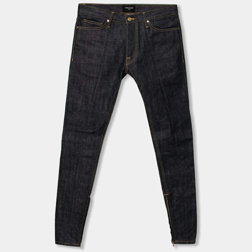 商品[二手商品] Fear of god|Fear of God Navy Blue Denim Zipped Hem Slim Fit Jeans M,价格¥5552,第1张图片