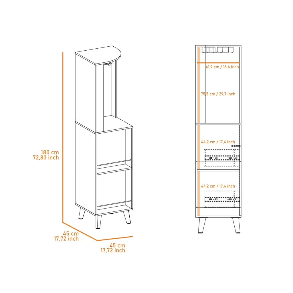 商品Streamdale Furniture|Streamdale Durham 1-Drawer 2-Shelf Corner Bar Cabinet Dark Brown,价格¥2877,第3张图片详细描述