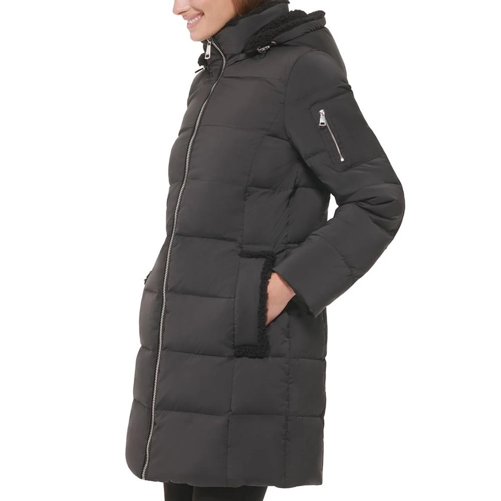 商品Calvin Klein|Women's Sherpa-Trimmed Hooded Down Puffer Coat,价格¥879,第3张图片详细描述