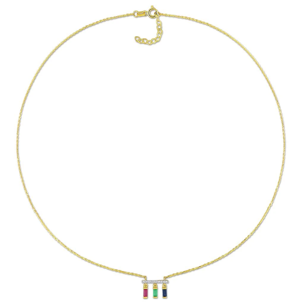 商品Mimi & Max|Mimi & Max 1/2ct TGW Multi-Gemstone & Diamond Accent Bar Necklace in 10k Yellow Gold - 16.5 in,价格¥2414,第5张图片详细描述