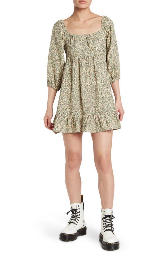 商品Lush|Floral 3/4 Sleeve Back Cutout Ruffled Dress,价格¥223,第1张图片