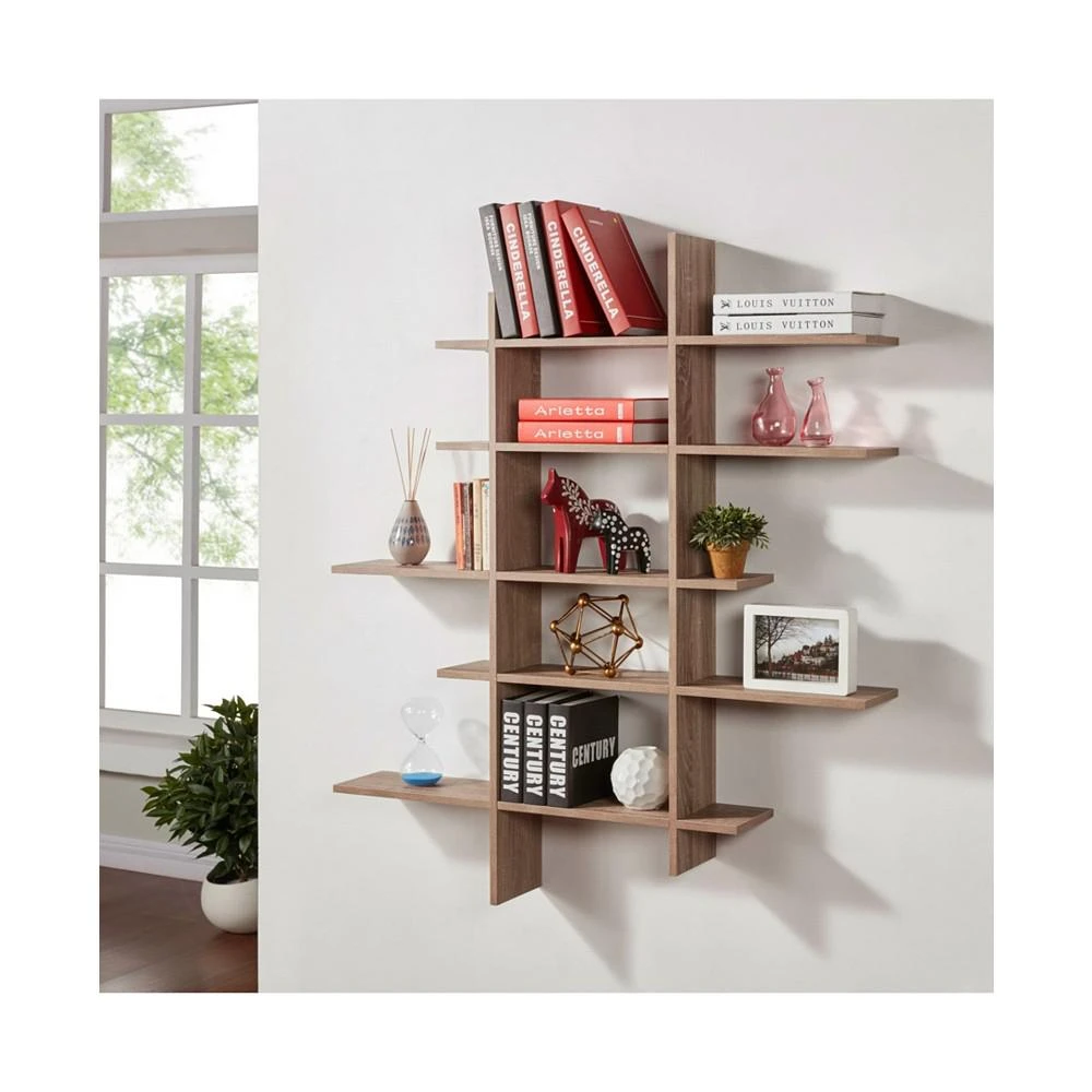 商品Danya B|Five Level Asymmetric Shelf - Weathered Oak,价格¥956,第2张图片详细描述