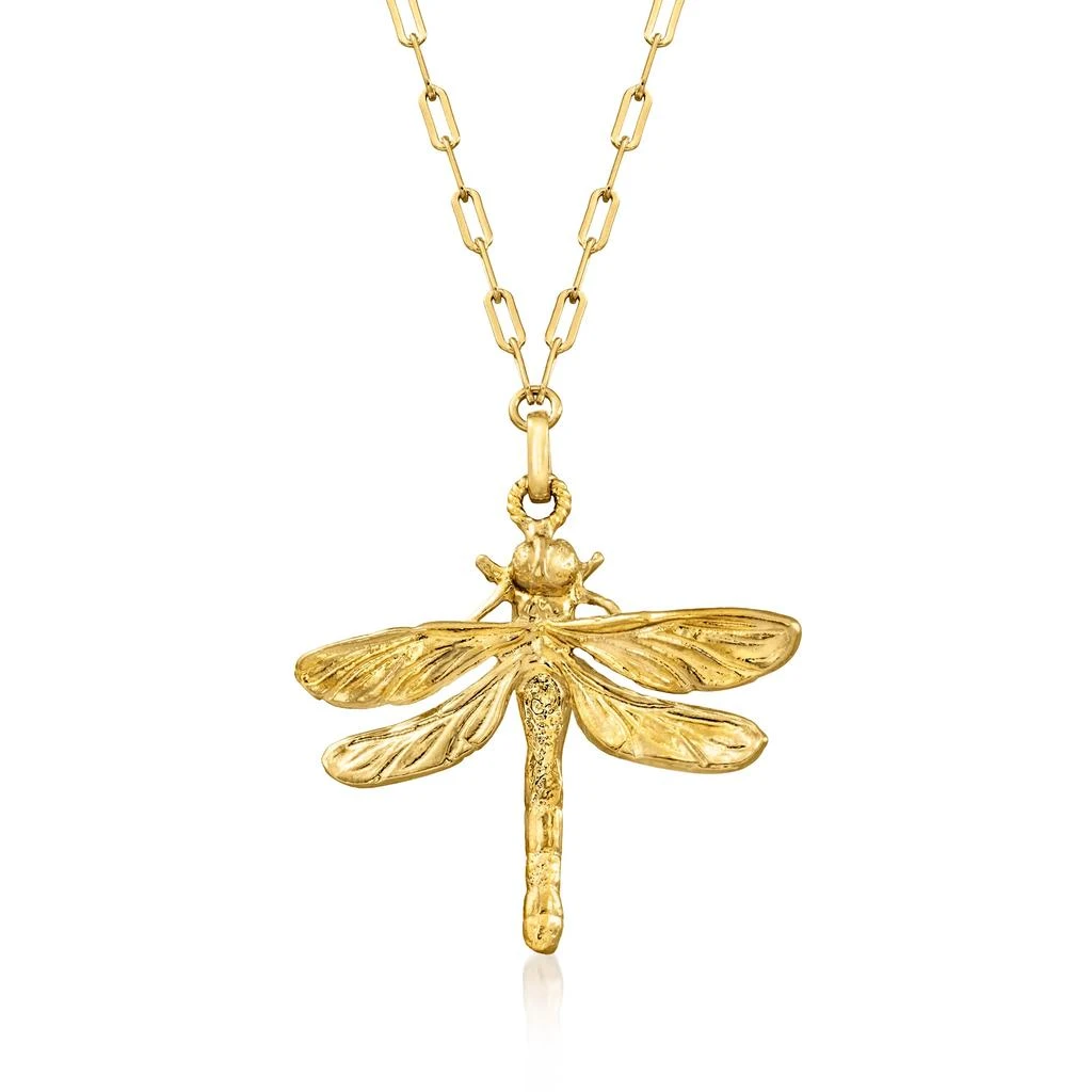 商品Ross-Simons|Ross-Simons Italian 18kt Gold Over Sterling Dragonfly Paper Clip Link Necklace,价格¥787,第1张图片