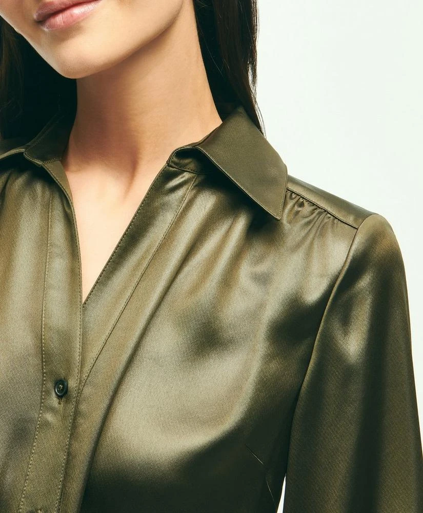 商品Brooks Brothers|Satin Popover Belted Shirt Dress,价格¥1373,第4张图片详细描述