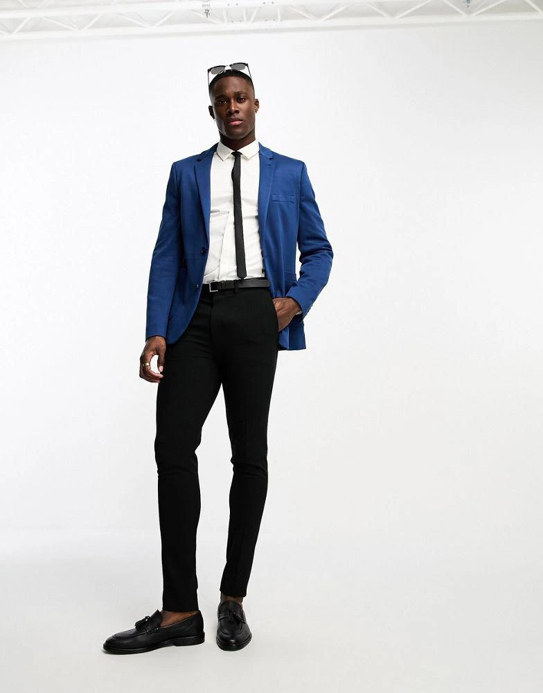 商品ASOS|ASOS DESIGN super skinny jersey blazer in navy,价格¥246,第4张图片详细描述