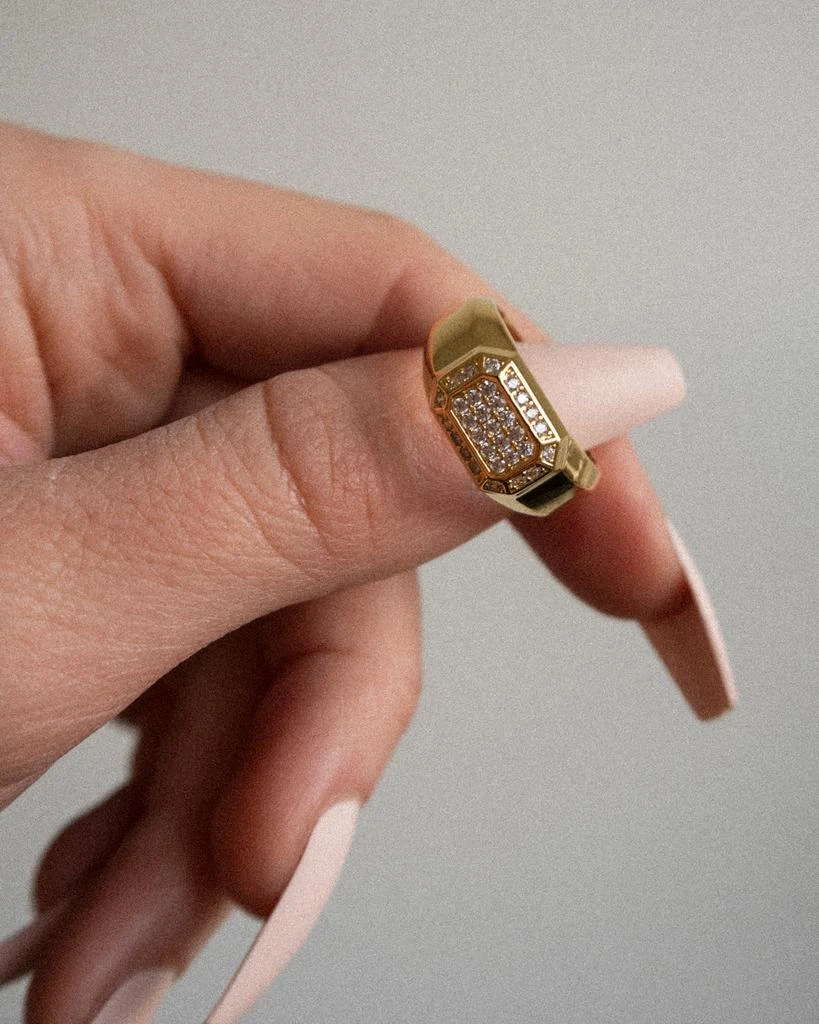 商品Luv AJ|Faceted Diamond Signet Ring- Silver,价格¥562,第3张图片详细描述