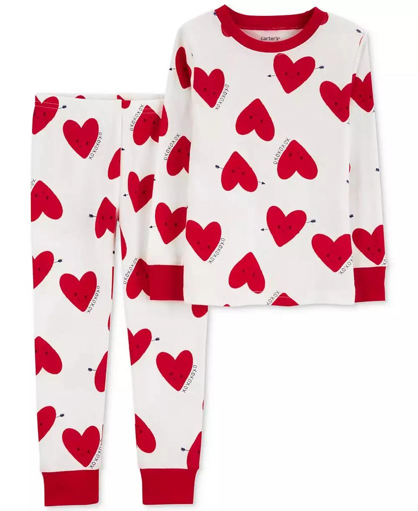 商品Carter's|Toddler Girls Heart-Print 100% Snug-Fit Cotton Pajamas, 2 Piece Set,价格¥83,第2张图片详细描述