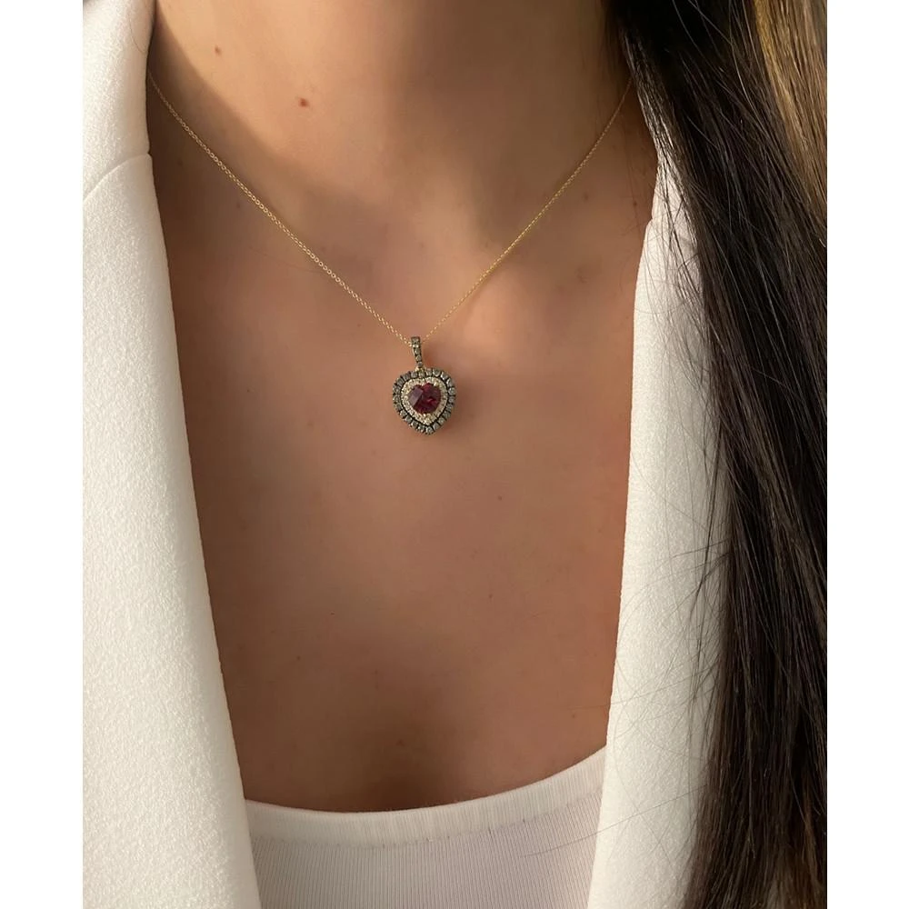 商品Le Vian|Raspberry Rhodolite (1-1/3 ct. t.w.) & Diamond (5/8 ct. t.w.) Heart Pendant Necklace in 14k Gold, 18" + 2" extender,价格¥7342,第4张图片详细描述