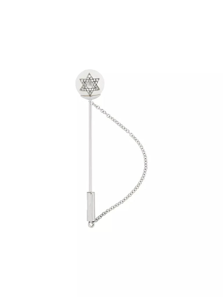 商品W.Rosado|Pearl ID 18K White Gold, 11.5-12MM Pearl &amp; Diamond Pavé Carved Star Lapel Pin,价格¥11870,第1张图片