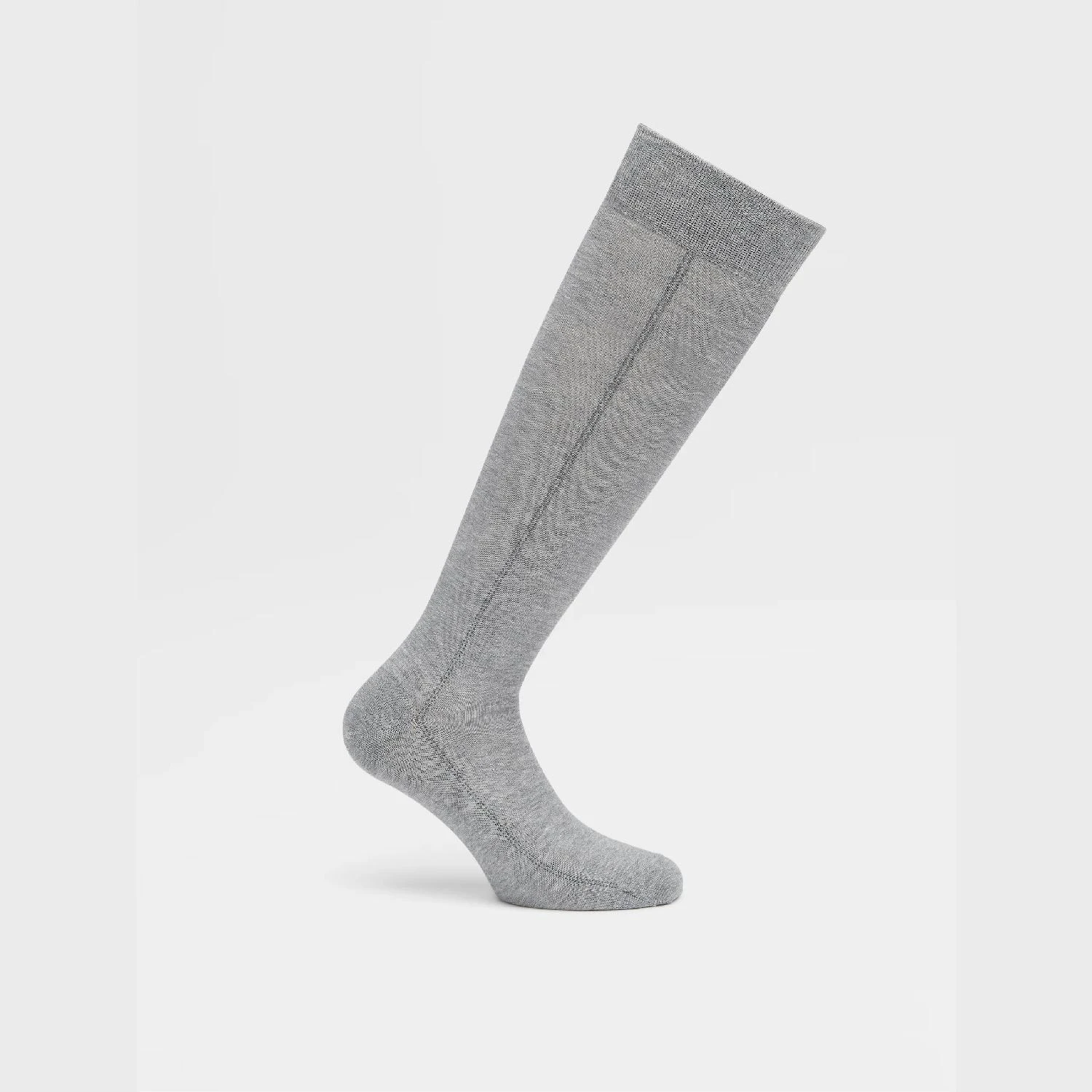 包邮包税【预售7天发货】 ZEGNA杰尼亚 23秋冬 男士 袜子 LIGHT GREY MÉLANGE LYOCELL BLEND BAGUETTE MID CALF SOCKS N5V40-571-052 商品