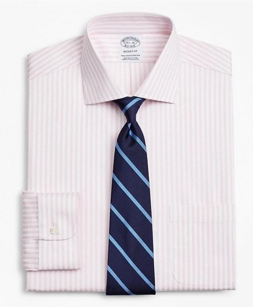 商品Brooks Brothers|Stretch Regent Regular-Fit Dress Shirt, Non-Iron Twill English Collar Bold Stripe,价格¥572,第2张图片详细描述