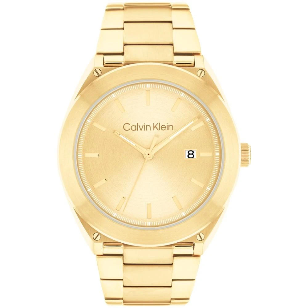 商品Calvin Klein|Men's Gold-Tone Stainless Steel Bracelet Watch 44mm,价格¥1356,第1张图片