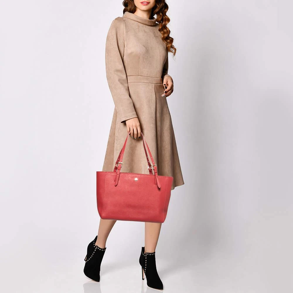 商品[二手商品] Tory Burch|Tory Burch Red Leather Medium York Buckle Tote,价格¥1051,第2张图片详细描述