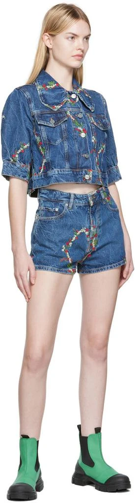 商品Ganni|Blue Embroidered Shorts,价格¥434,第4张图片详细描述