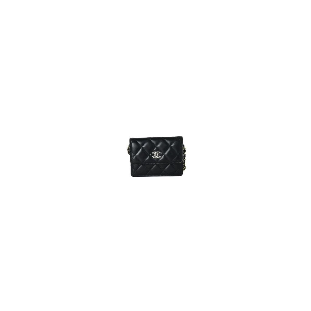 商品Chanel|Chanel Crossbody Card Holder With Flap Gold Hardware Black,价格¥23437,第1张图片