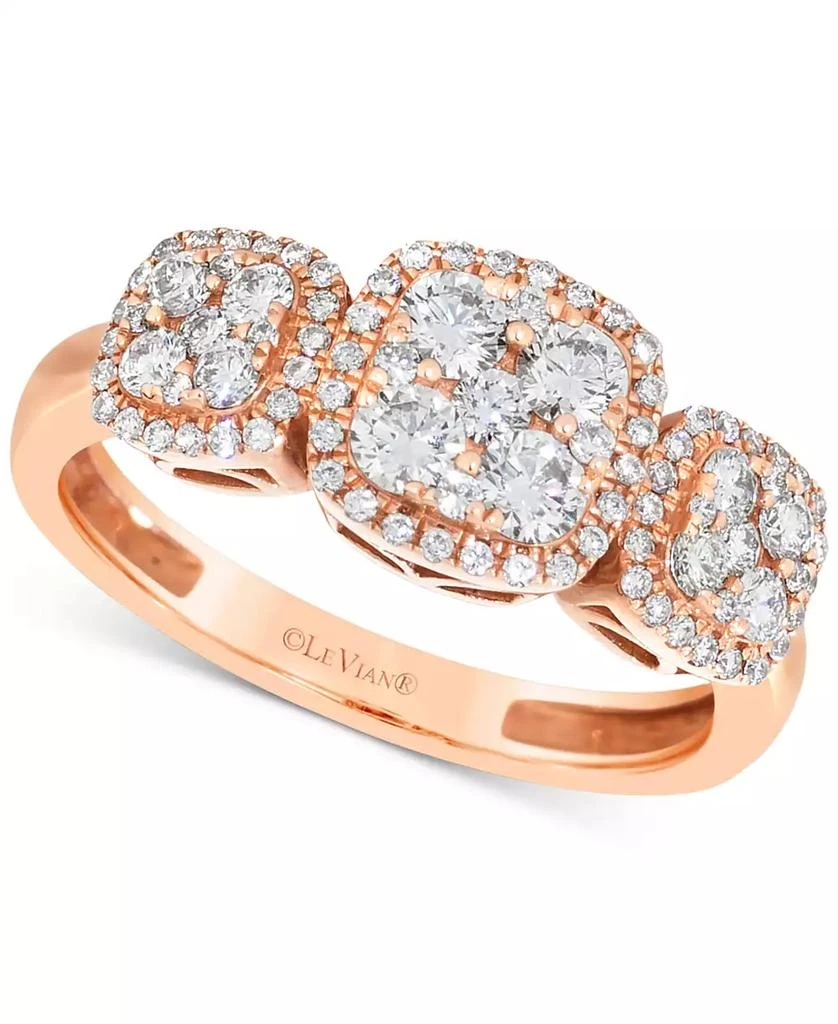 商品Le Vian|Vanilla Diamond Triple Square Cluster Ring (5/8 ct. t.w.) in 14k Rose Gold,价格¥9640,第1张图片