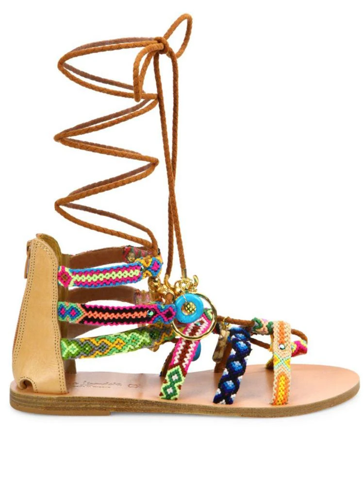 商品Elina Linardaki|Pinata Embroidered Leather Mid-Wrap Sandals,价格¥1218,第5张图片详细描述