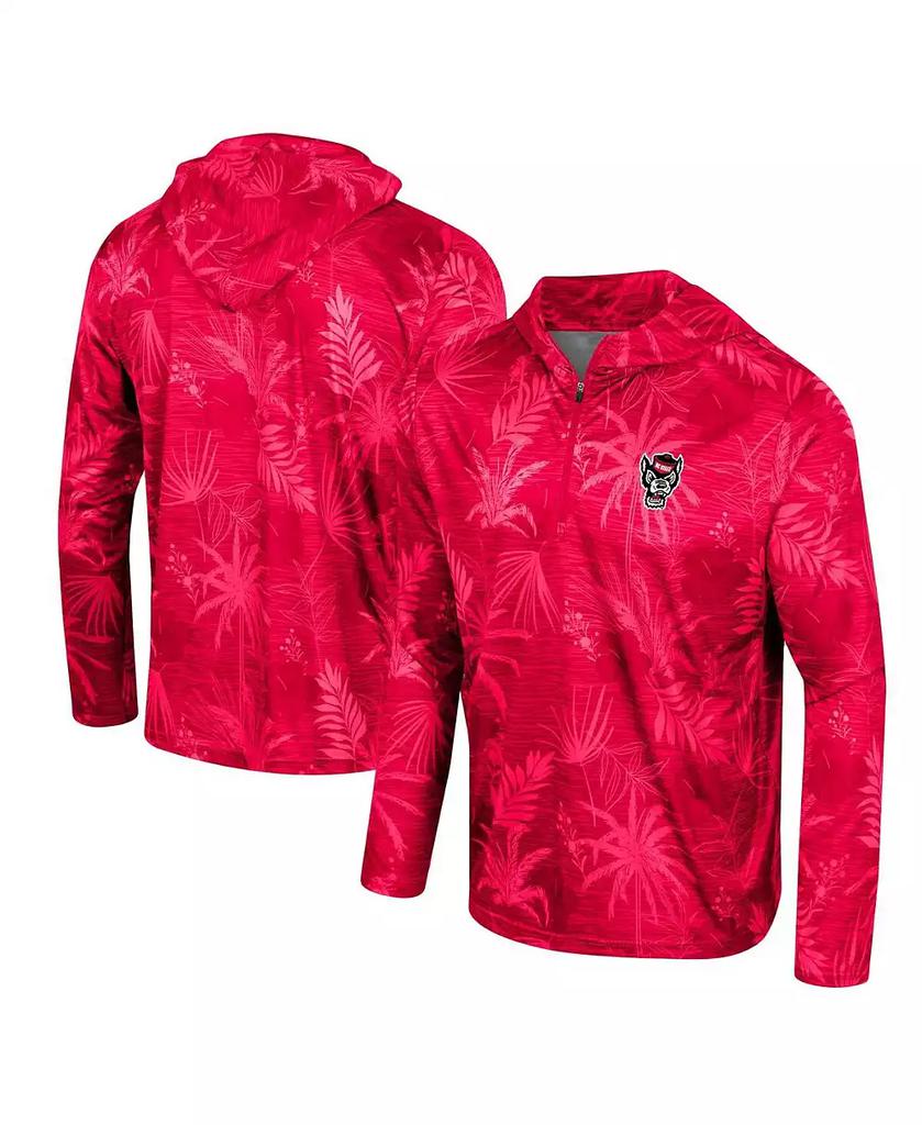 Men's Red NC State Wolfpack Palms Printed Lightweight Quarter-Zip Hooded Top image 2