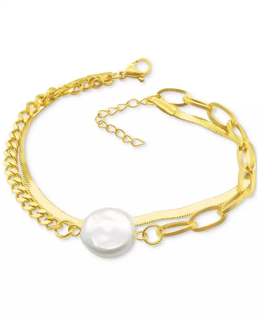 商品ADORNIA|14k Gold-Plated Freshwater Pearl (13mm) Mixed Chain Bracelet,价格¥207,第1张图片