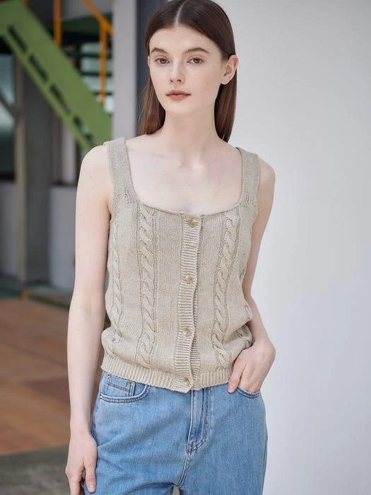 商品NILBY P|Summer Knit Vest - Beige,价格¥771,第3张图片详细描述