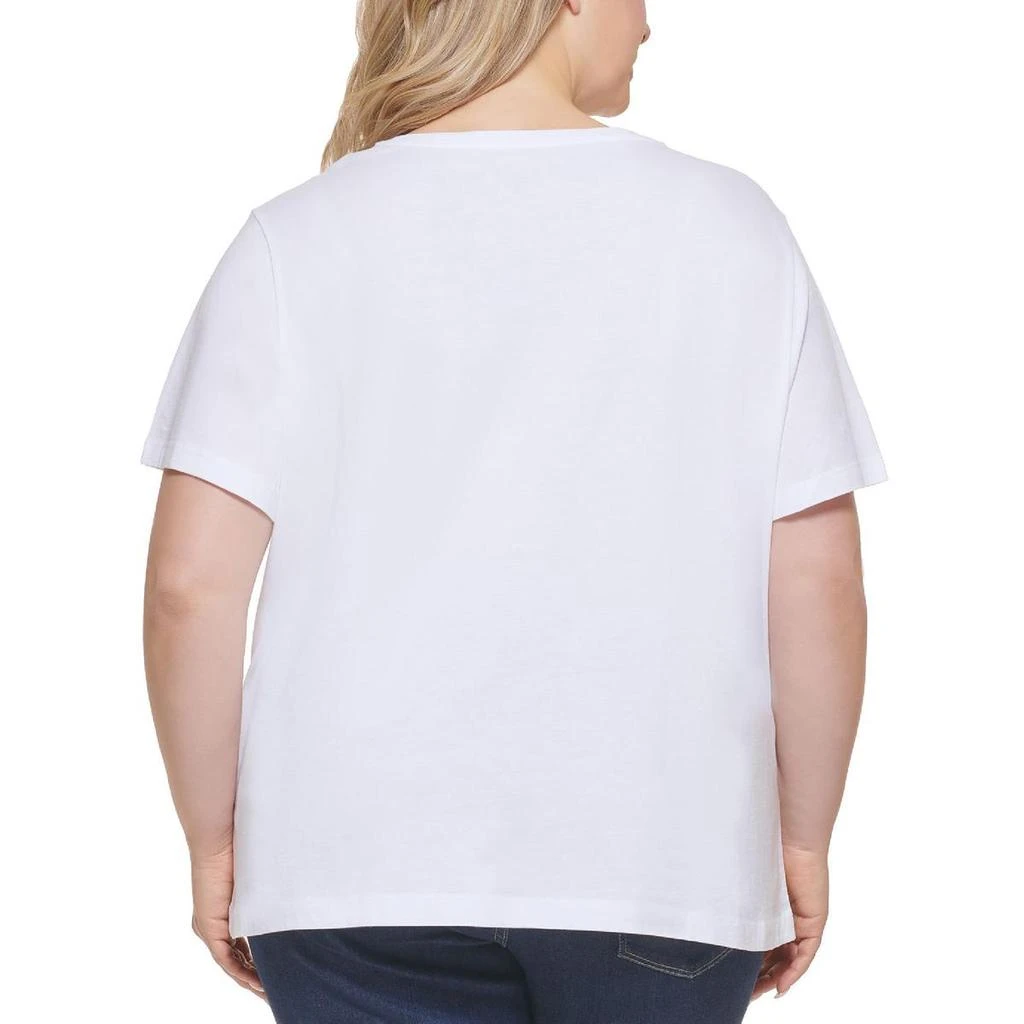 商品Tommy Hilfiger|Plus Womens Heart-Print Short Sleeve Graphic T-Shirt,价格¥178,第2张图片详细描述