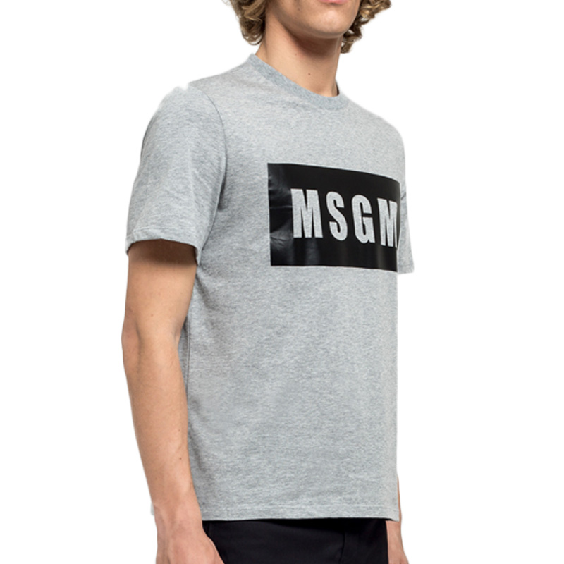 MSGM 男士圆领混纺灰色棉质短袖T恤 2440MM67-184296-96商品第3张图片规格展示