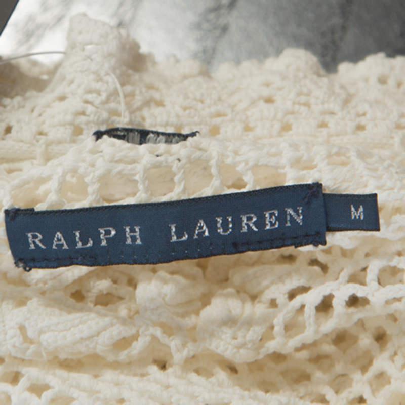 商品[二手商品] Ralph Lauren|Ralph Lauren White Crochet Hand Knitted Cardigan M,价格¥3018,第7张图片详细描述