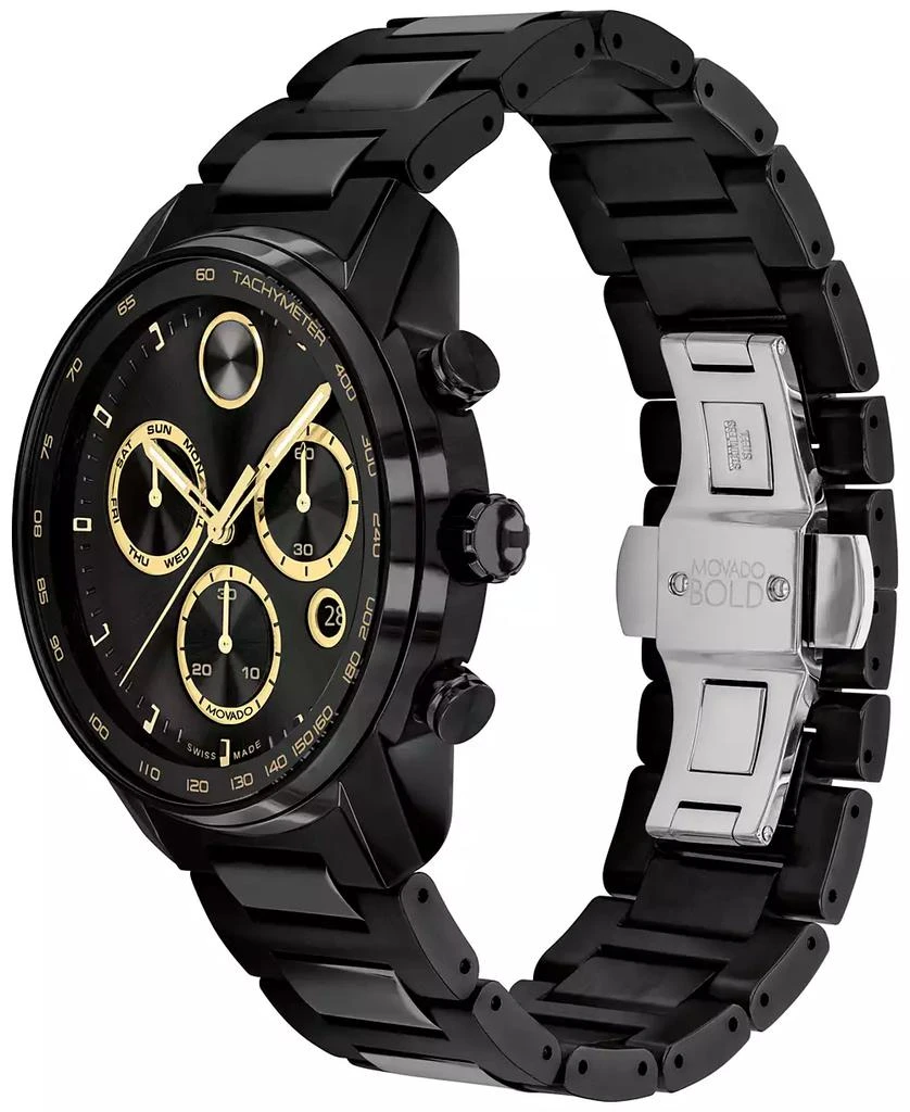 商品Movado|Men's Bold Verso Swiss Quartz Chronograph Ionic Plated Black Steel Bracelet Watch 44mm,价格¥7408,第2张图片详细描述
