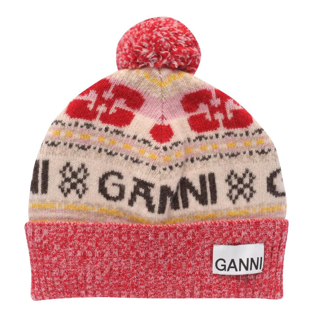 商品Ganni|Ganni Logo-Intarsia Knitted Pompom Beanie,价格¥654,第1张图片