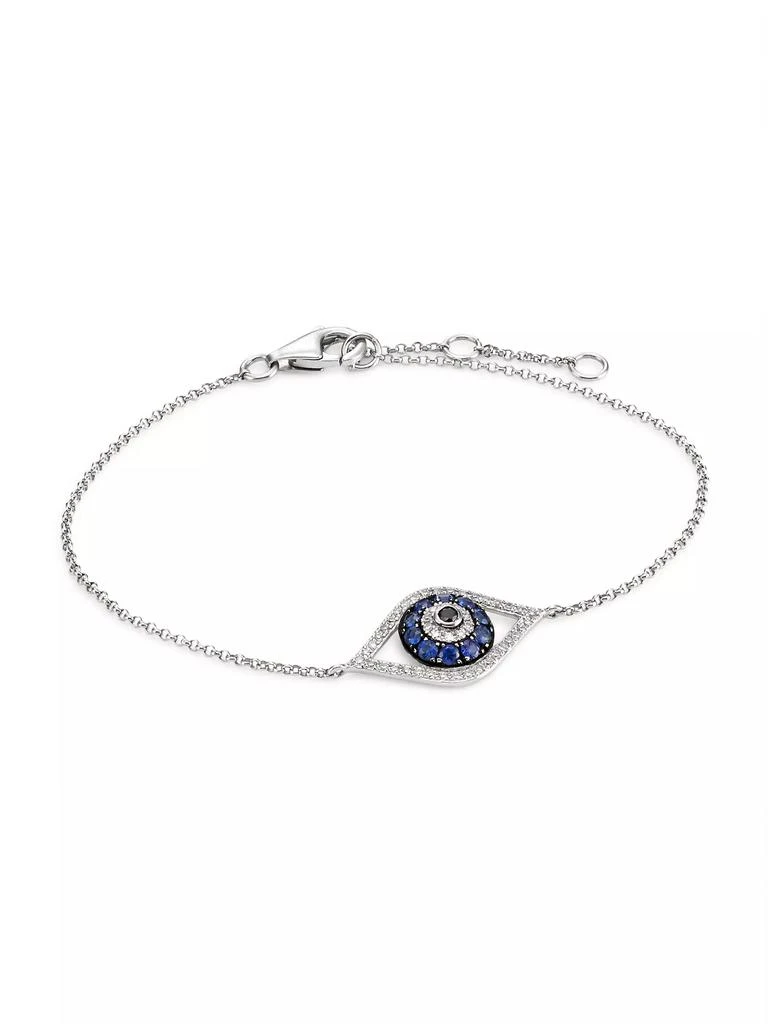 商品Saks Fifth Avenue Collection|14K White Gold & Multi-Gemstone Evil-Eye Charm Bracelet,价格¥6599,第1张图片
