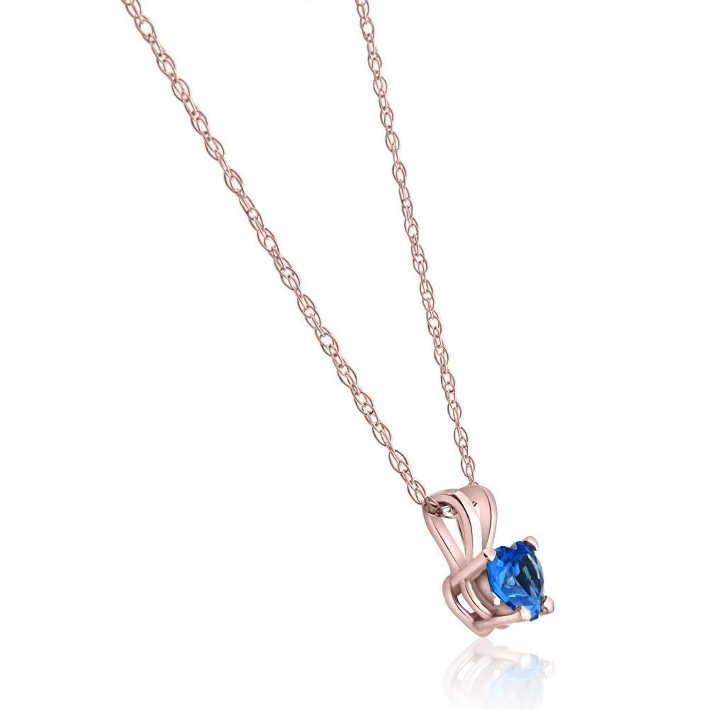 商品Pompeii3|Women's 1/2ct Blue Heart Shape Sapphire Pendent Rose Gold 18" Chain Necklace,价格¥804,第2张图片详细描述