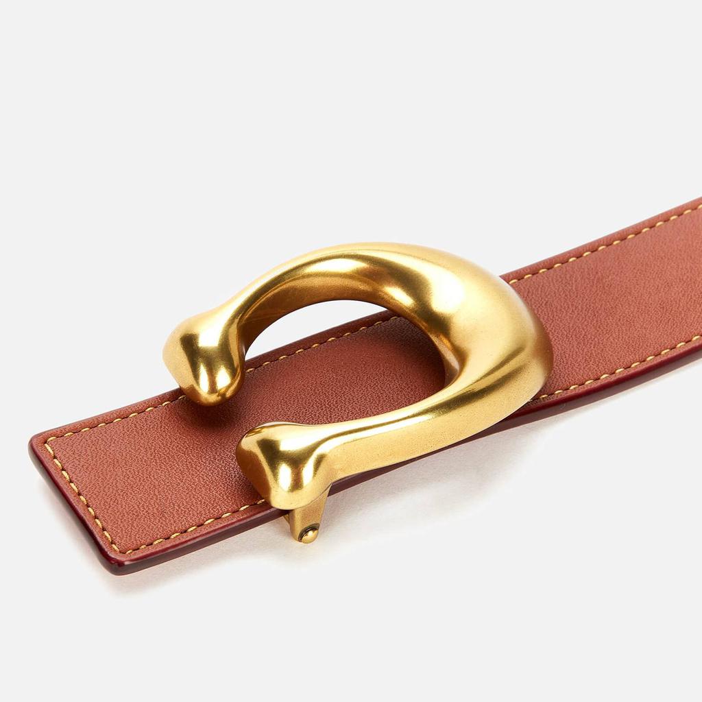 Coach Women's 32mm C Reversible Belt - Tan/Red 1941 Saddle商品第3张图片规格展示